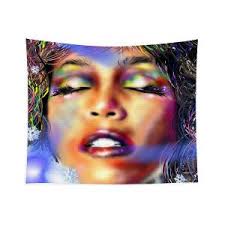 Whitney Houston Grunge Portrait Tapestry by Daniel Janda