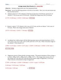 Practice Average Atomic Mass Worksheet 1 1 Answer Key By The Chem Teacher