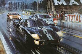 This was the first overall win at le mans for the ford gt40 as well as the first overall win for an american. Automobilkunst Watts Nicholas Formation Finish Le Mans 1966