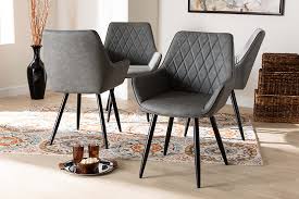 Giantex set of 4 pu leather dining side chairs with padded seat foot cap protection stable frame heavy duty high back design dining chairs for kitchen dining room home furniture, black. Astrid Mid Century Contemporary Grey Faux Leather Upholstered And Black Metal 4 Piece Dining Chair Set 1stopbedrooms