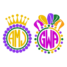 Download Mardi Gras Monogram Cuttable Frame
