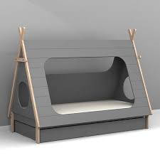 Bett Tipi 90 X 200 Cm Grau Holzoptik In 2020 Kinder Bett Kinderbett Bett Ideen