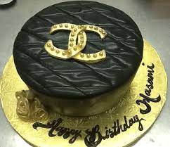 Calumet Bakery Round Black Fondant Cake With Chanel Logo Fondant Cakes Birthday Black Fondant Cake