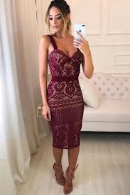 Burgundy Lace Sheath Tight Knee Length Homecoming Dresses P3713 Prom Dresses Short Tight Dresses Homecoming Dresses