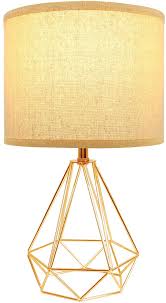 Elegant lamp in gold and white. Hong In Modern Gold Table Lamps Geometric Hollowed Out Base 15 2 Bedside Gold Lamps For Bed Table Lamps For Bedroom Modern Gold Table Lamps Modern Table Lamp