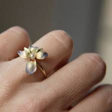 Flower Ring With Eye Catching Lavender Green And Pale Yellow Enamel Via Trademark Antiques Trademarkantiques Orchid Jewelry Conversion Jewelry Orchid Ring