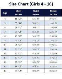 girls size chart schoolwear and uniforms couture