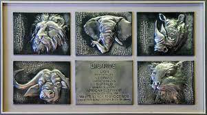 Framed Big 5 Animals Created From Pewter Sheet In High Relief By Mary Ann Lingenfelder Of Mimmic Gallery And Studio Pewter Art Metal Garden Art Metal Worx