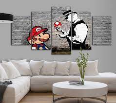 Quadro Super Mario Mushroom Cop Banksy Quadriperarredare It Banksy Decorazioni Quadri Astratti