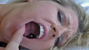 BoundHub - blondes mouth locked open and stuffed with a rag
