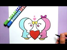 Comment Dessiner Des Pingouins Amoureux Dessin Kawaii Youtube Pinguin Malen Selber Malen Kawaii Zeichnungen