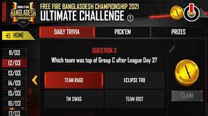 Eğlenceli ve eğitici bir şekilde öğrenmek için mükemmel bir araçtır. Free Fire Bangladesh Championship 2021 League Day 2 3 All Questions Answers