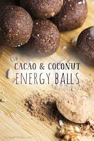Raw Cacao Coconut Energy Balls By Trinity No Bake Vegan Gluten Free Coconut Energy Balls Vegan Energy Balls Cacao Recipes