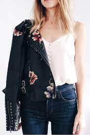 Floral Embroidered Leather Jacket Styled By Dani Of Shikshin Com Embroidered Leather Jacket Leather Jacket Style Floral Leather Jacket