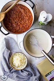 Spread ¼ cup béchamel in the prepared baking dish. Lasagna Bolognese The Beach House Kitchen