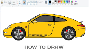 How To Draw Porsche Car On Computer Using Ms Paint | Car Drawing Tutorial | Drawing  Car Easily. - Youtube