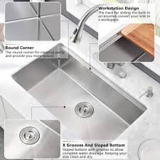 Single bowl kitchen sink w/ integrated ledge and stainless steel sink. Workstation Kitchen Sink Undermount Vasoyo 32x19 Inch Stainless Steel Undermount Kitchen Sink 16 Gauge Deep Workstation Ledge Single Bowl Kitchen Sink Buy Online At Best Price In Uae Amazon Ae