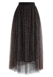 Download Leopard Printed Double Layered Mesh Tulle Pleated Skirt Retro Indie And Unique Fashion