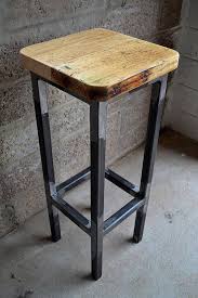 Industrial Bar Kitchen Stool With Reclaimed Wood Seat Home Etsy Wood Bar Stools Kitchen Stools Steel Bar Stools