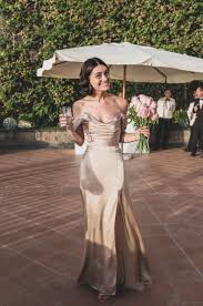 Drop Shoulder Silk Bridal Dress Bespoke Bridal Set Made From Silk In Colour In 2020 Champagne Bridesmaid Dresses Ivory Bridesmaid Dresses Modern Bridesmaid Dresses