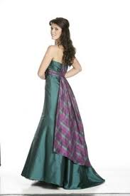 Bridesmaid Dress With Tartan Sash Tartan Wedding Dress Plain Wedding Dress Tartan Wedding