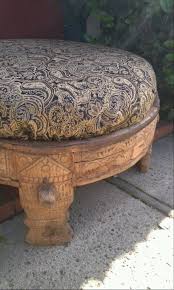 Antique Indian Chakki Table Ottoman Primitive Ottoman Table Ottoman Indian Decor