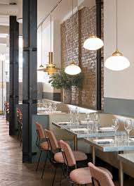 Beautiful London Restaurant With Exposed Brickwork And Brass Pendant Lighting Frenchie Re Restaurant Design Restaurant Interior Restaurant Design Inspiration