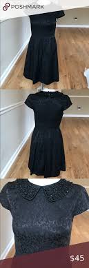 Kensie Black Dress With Beaded Collar In 2020 Dresses Beaded Collar Black Dress