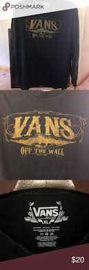 Black And Gold Vans Shirt Vans Graphic Long Sleeve Tee Vans Off The Wall Long Sleeve Tee Black With Gold Bird Vans And Scrolling Amazing Graphics Vans Long Sleeve Tees Vans Shirt