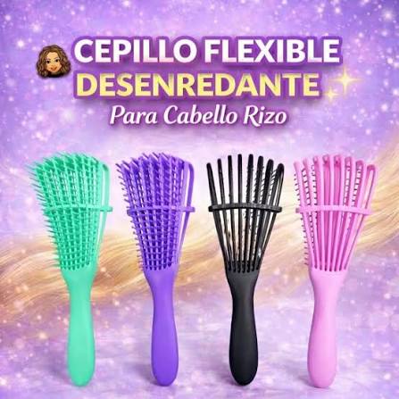 Este cepillo desenredante de cerdas flexibles desenreda el cabello rizado  ondulados y afro sin quebrarlo, de forma f&aacute;cil y r&aacute;pida gracias a sus  cerdas. Tiene 8 hileras de cerdas independientes una de