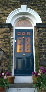 Stained Glass Victorian Front Door In Farrow Ball Hague Blue Porte Fenetre Maison Sas Entree