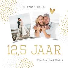 Jubileum Uitnodiging 12 5 Jaar Goud Hartjes Kaartje2go