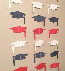 Red Whote And Blue Graduation Cap Garland Streamers For Parties Back Drops Blue Graduation Blue Graduation Party Graduation Cap