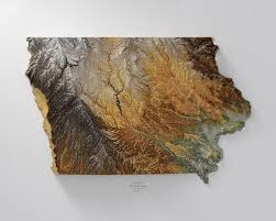 iowa hipsometric tint 4 in 2020 relief map map art unique artwork pinterest