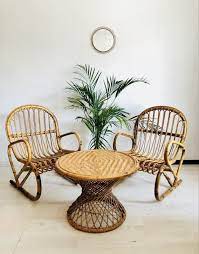 vintage rotan set fauteuils en tafeltje jaren 60 stoelen marktplaats nl stoelen rotan fauteuil