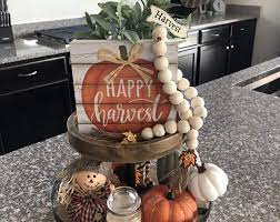 Fall Gnome Hello Fall Two Tiered Tray Decor Happy Fall Etsy Fall Thanksgiving Decor Farmhouse Fall Decor Tray Decor