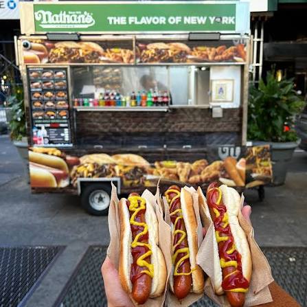 One of New York City's most iconic food: the hot dog 🌭. Perhaps the most famous & recognized hot dog in America is quite possibly Nathan's Famous premium, all-beef New York hot