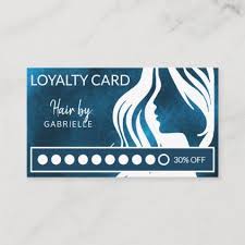 Hair Salon White And Blue Modern Loyalty Punch Business Card Zazzle Com Hair Salon Business Cards Simple Printing Double Sided
