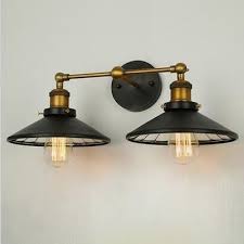Alume 1 light accent wall light mounting type: Industrial 2 Light Multi Light Wall Sconce With Cone Metal Shade In Black Takeluckhome Com