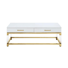 Modern designed steel furniture legs; Inspired Home Caspian White Wood Coffee Table Stainless Steel In Gold Ct159 09wg Ls From Inspired Home Accuweather Shop