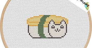 Vintage country mocha belfast using classic colorworks and weeks dye works (or all dmc 310, 935, 676, 647, 3776, white, 210, 932, 3825, 3364, 3041). Hancock S House Of Happy Sushi Cat Cross Stitch Design Tomago Nigiri Cat Free Cross Stitch Pattern To Download