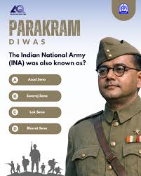 QUIZTIME The Indian National Army (INA) was also known as: A. Azad Sena B. Swaraj Sena C. Lok Sena D. Bharat Sena #NetajiSubhasChandraBose #ParakramDiwas @MIB_India @airnewsalerts