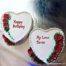 Birthday Card For Lover With Name And Photo Happy Birthday Devin Video And Images Beautiful Birthday Cakes Sweet Birthday Quotes Birthday Cake Card