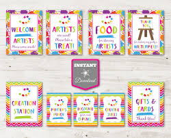 Birthday In A Box Promo Code 2020 Instant Download Printable Art Party Birthday Party Sign Etsy In 2020 Art Party Invitations Art Birthday Party Art Party