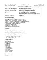 PUBLIC MEETING MINUTES: Board of Electrical Examiners MEETING DATE AND  TIME: Wednesday, March 7, 2012 at 8:30 a.m. PLACE: 861 Si