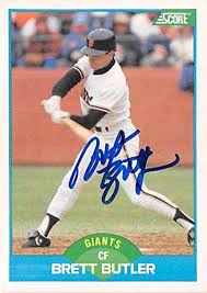 Butler was 24 years old when he broke into the big leagues on august 20, 1981, with the atlanta braves. Brett Butler Autographed Baseball Card San Francisco Giants 1989 Score 216 At Amazon S Sports Collectibles Store