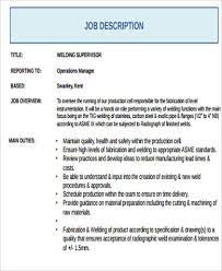 Free 9 Sample Welder Job Description Templates In Ms Word Pdf