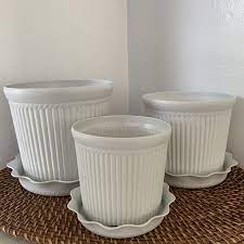 Blanc de blanc resin planter pot White Ludu Pots White Plastic Pots With Dish Small Medium Large And Xl Size Shopee Philippines