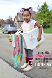 Make A Kids Unicorn Costume Out Of Amazon Smile Boxes With Free Unicorn Head Template Unicorn Halloween Costume Unicorn Costume Kids Halloween Costumes For Kids