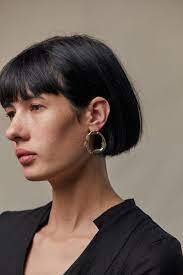 Golden Hoops Earrings Bob Hairstyles Hair Styles Short Hair Styles